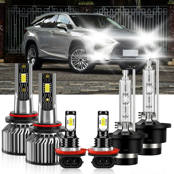TXBILMOO 6x LED HID Headlight High/Low + Fog Light Bulbs white Compatible for Lexus RX400h 2006-2008