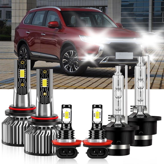 TXBILMOO 6x LED HID Headlight Kit Fog light Bulb white Compatible for Mitsubishi Outlander 2007-2015