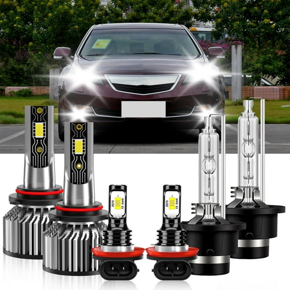 TXBILMOO Compatible for Acura TL 2009-2014 Combo LED HID Headlight High Low Fog Light Bulb Kit 6500K