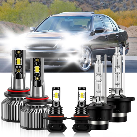 TXBILMOO Compatible for Lexus LS400 1998-2000 9005+D2S+9005 LED HID Headlight Bulbs Fog light