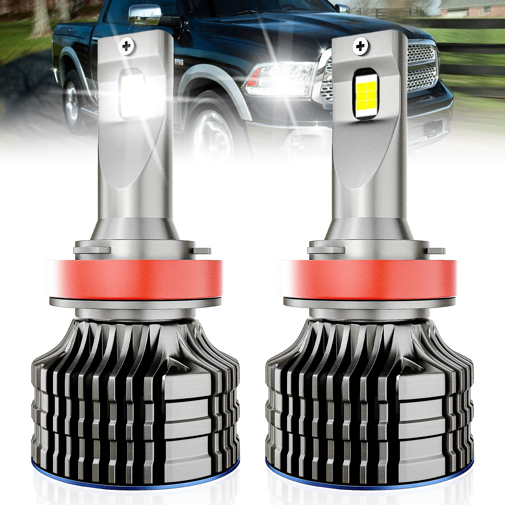 TXBILMOO H11 LED Headlight Bulbs, H8 H9 H11 LED High Beam/Low Beam Replacement 20000LM 6000K