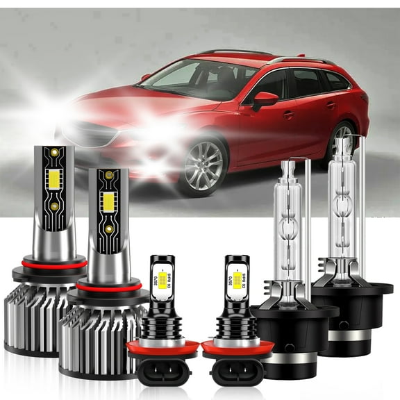TXBILMOO LED HID Headlight Bulbs High/Low Beam Fog Light white kit Compatible for Mazda 6 2011-2013