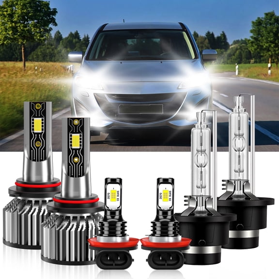 TXBILMOO LED HID Headlight Hi Low Beam+ Fog Light Bulb Super bright Compatible for Mazda 5 2008-2017