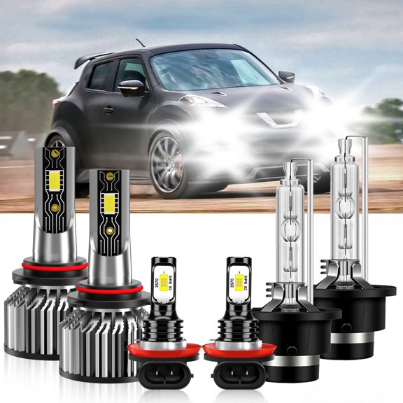 TXBILMOO LED HID Headlight High Low Fog Light Bulb 6500K white Compatible for Nissan Juke 2015-2017