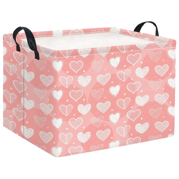 TXCENY Rectangular Kids Storage Basket Gift Basket Baby Storage Basket Cute Kids Toy Storage Bin Organizer Shelf Book Basket Room Decor(Pink Heart)