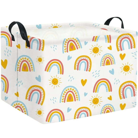 TXCENY Rectangular Kids Storage Basket Gift Basket Baby Storage Basket Cute Kids Toy Storage Bin Organizer Shelf Book Basket Room Decor(Rainbow)