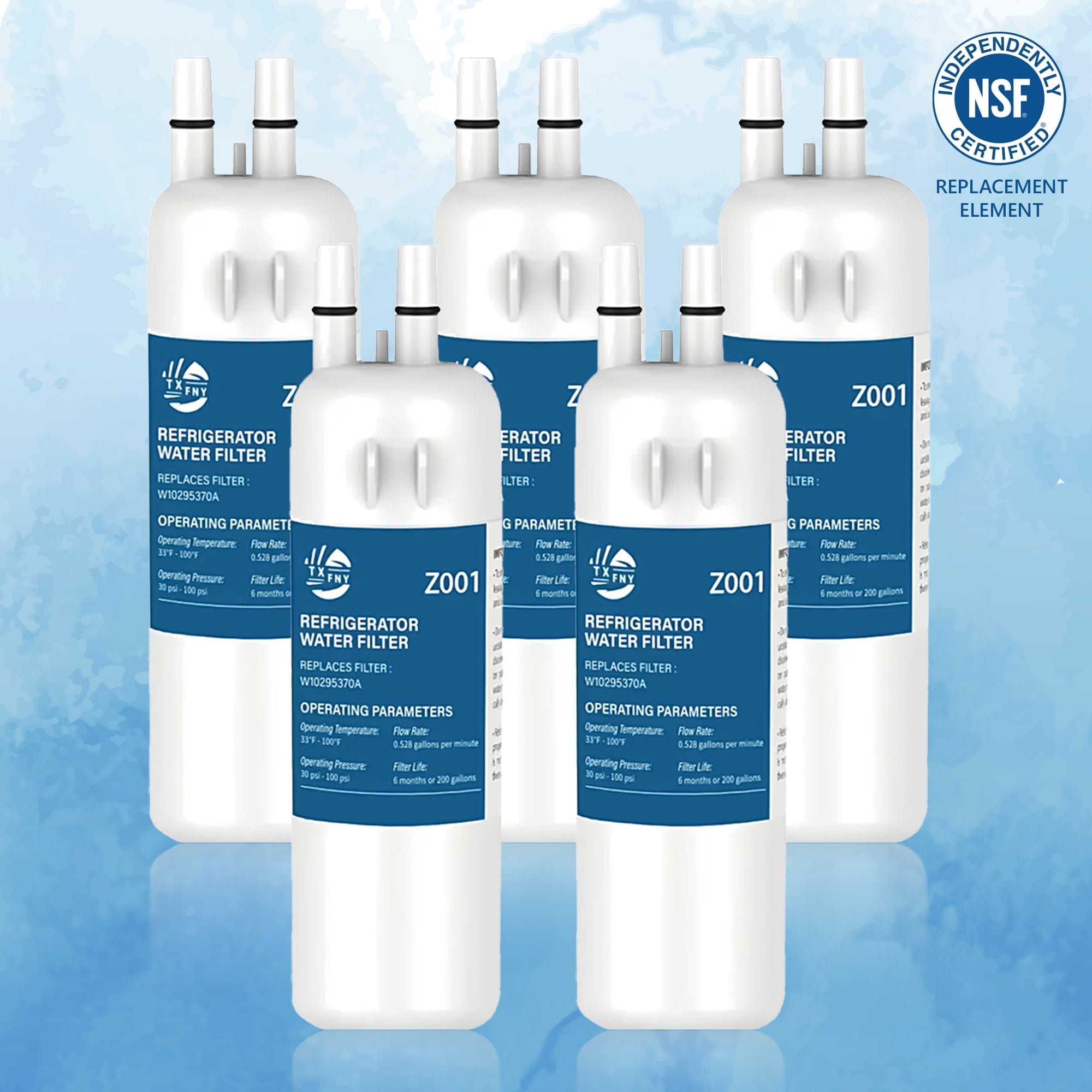 TXFNY EDR1RXD1 Refrigerator Water Filters,Compatible with Whirlpool Refrigerator Water Filter 1, Compatible with W10295370, EDR1RXD1, P4RFWB, Kenmore 46-9081, Kenmore 46-9930