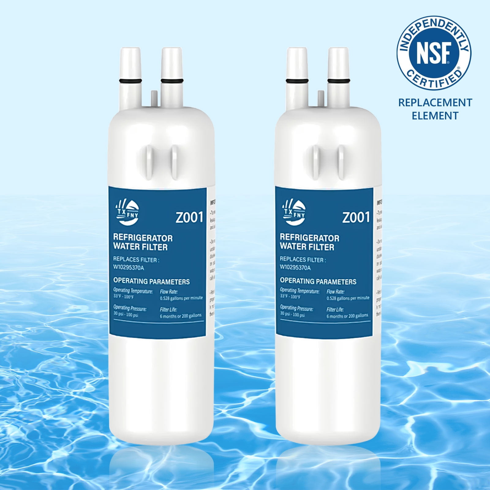 TXFNY EDR1RXD1 Refrigerator Water Filters,Compatible with Whirlpool Refrigerator Water Filter, Compatible with W10295370, EDR1RXD1, P4RFWB, Kenmore 46-9081, Kenmore 46-9930, 2 Pack
