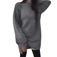 thumbnail image 1 of TXGREN Plus Size Tops for Women Ladies' Solid Color Casual Large Size Loose Knit Turtleneck Slit Maxi Casual Sweater Summer Dresses for Women 2024 Plus Size Grey+Xxl, 1 of 5