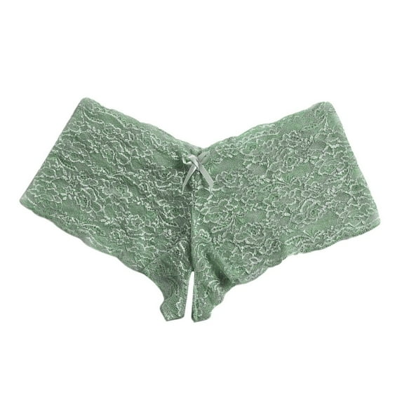 TXGREN lingerie for women Women Lace Lingerie Plus Size Underwear Open Crotch Bowknot Underwear Green + XXL