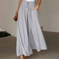 thumbnail image 1 of TXGREN pants for women trendy women's pants Womens Casual Wide Leg Pants Flowy Elastic Drawstring Waist Palazzo Pants with Pockets pants for women work casual Grey + M, 1 of 6