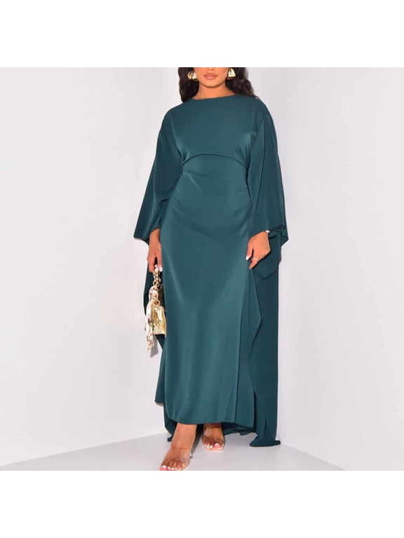 summer dresses for women 2024 Muslim Prayer Abaya Women's Khimar Pure Color Hijab Dress Long Sleeve Dubai Kaftan womens summer dresses dresses for women 2024 Green+XL