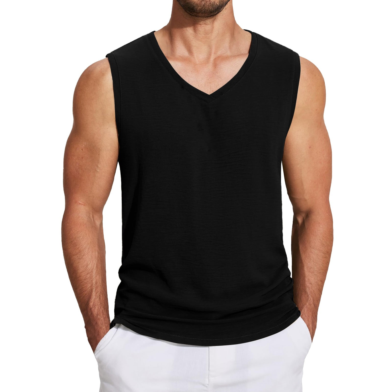 TXGREN tank tops men Men's Spring And Summer Daily Casual Sleeveless V ...