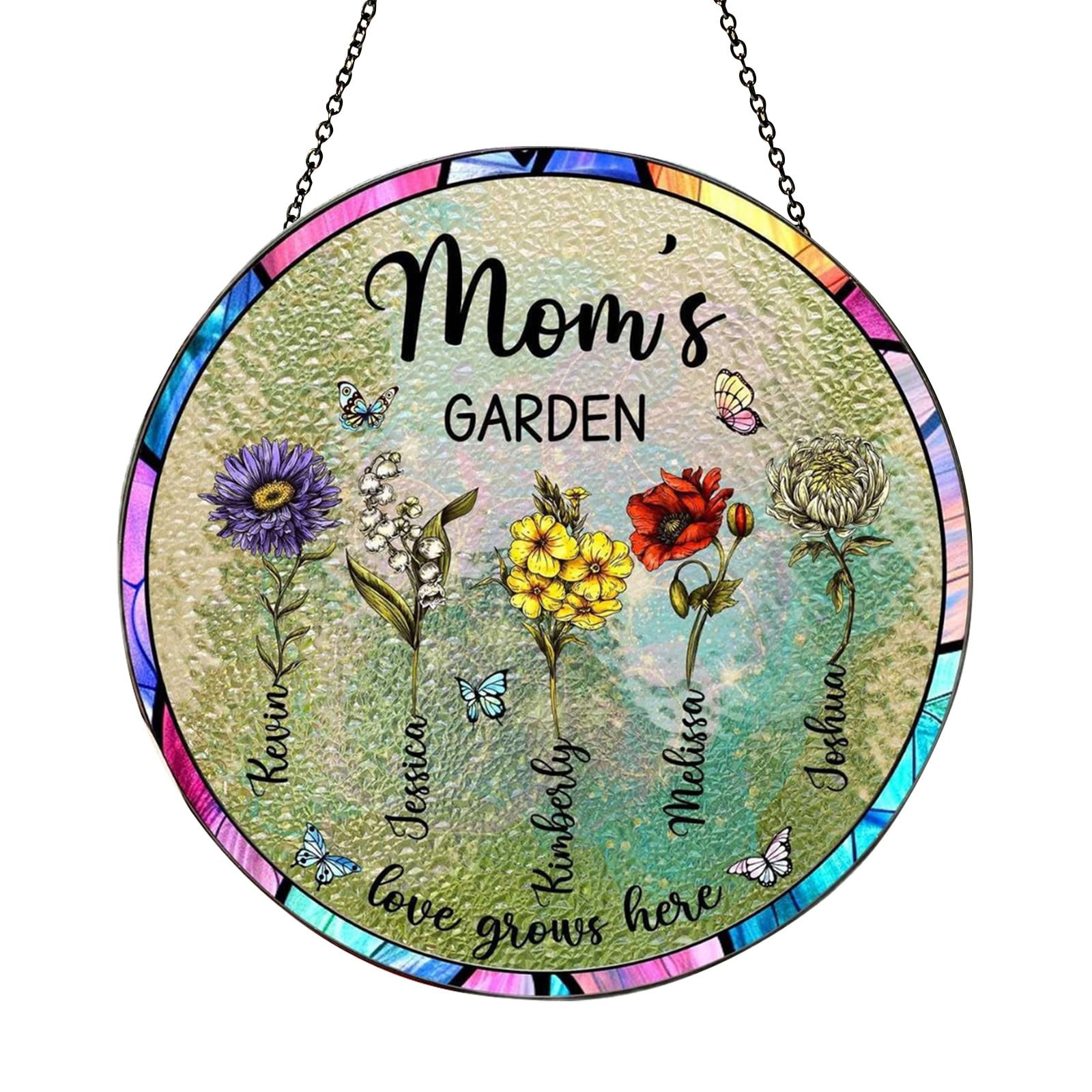 TXPNG Personalized Grandmas Garden Stained Glass Suncatcher with Birth ...