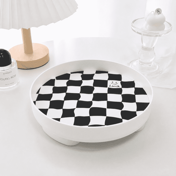 TXRUME 9 inch Decorative Tray, Round Serving Tray for Home Decorative & Living Room, Multifunctional Storage Plate for Vanity, White