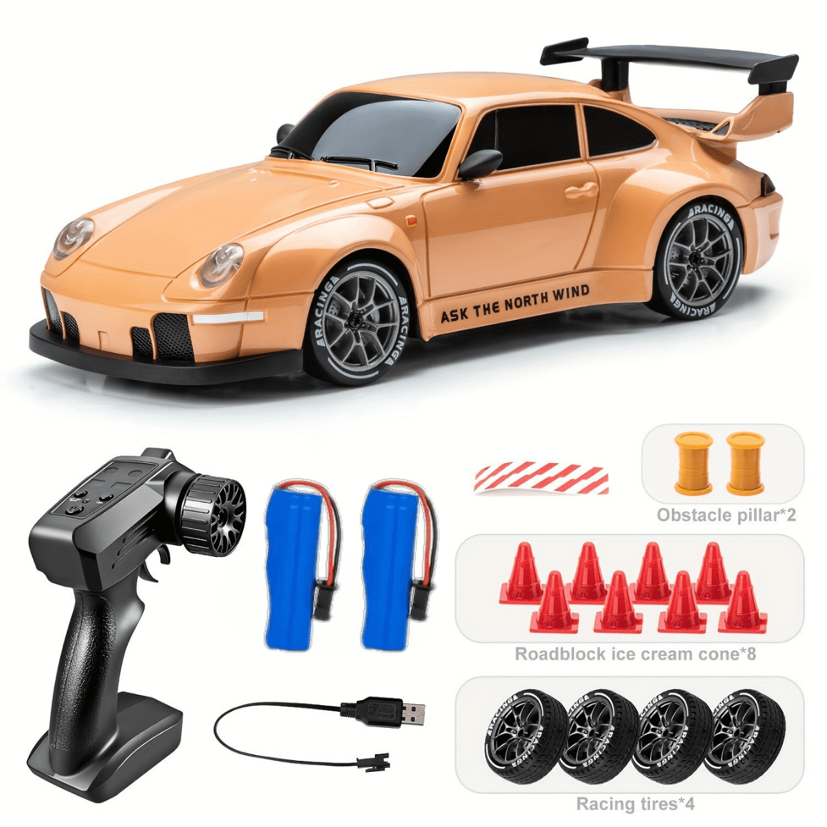 TXT- MATRIX 1:24 Scale RC Drift Car - 2.4GHz 4WD High-Speed Remote Control Car with LED Lights & Racing Kit, Pink