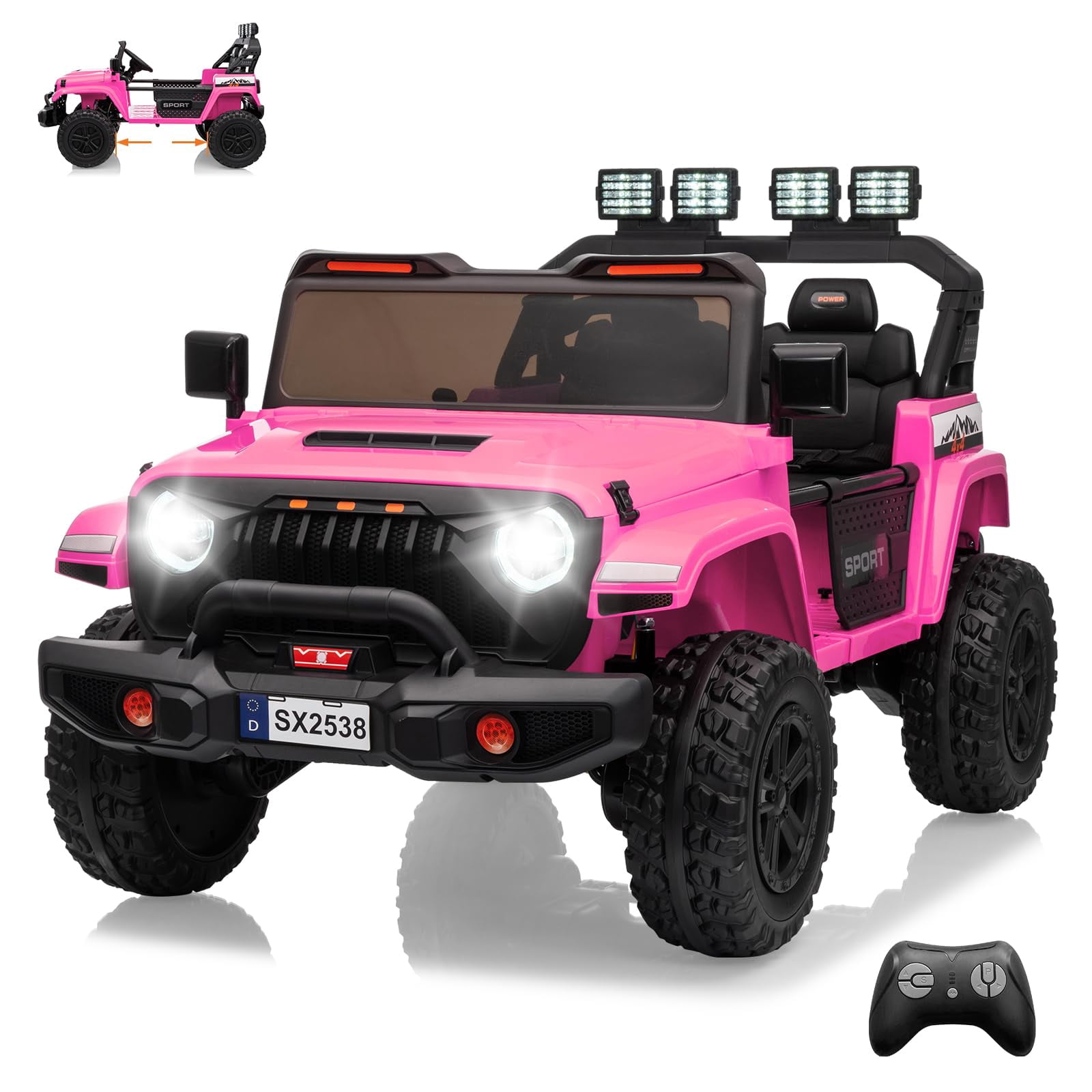 TXT-MATRIX 24V 2-Seater Ride On Jeep - Parent Remote, Dual 400W Motors, Bluetooth & LED, 4 Wheels Suspension