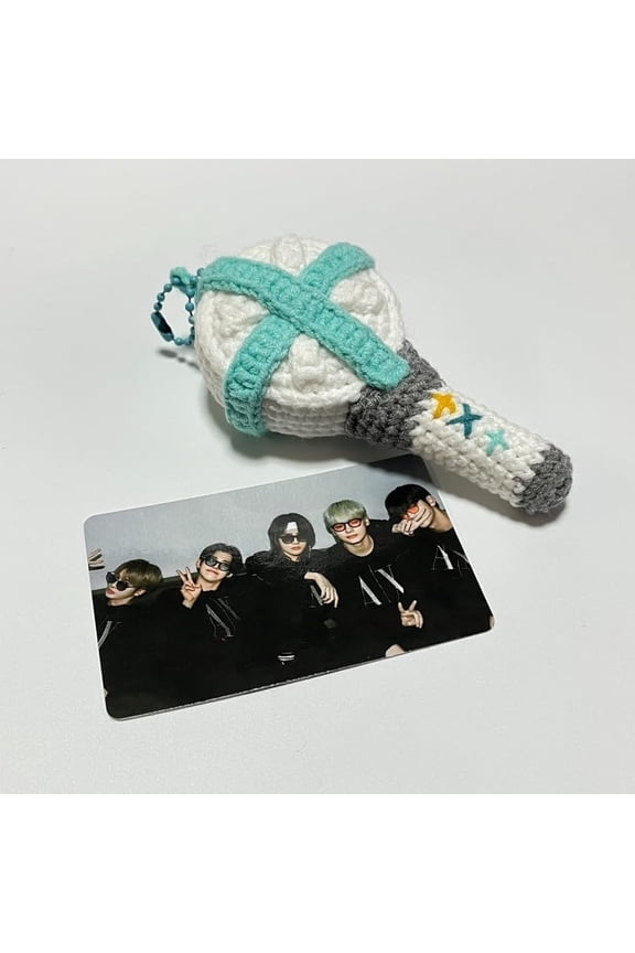 TXT Lightstick Ver.1 Lovely Mini Light Stick Bag Pendant Keychain Key Ring Handmade Crochet(DIY)