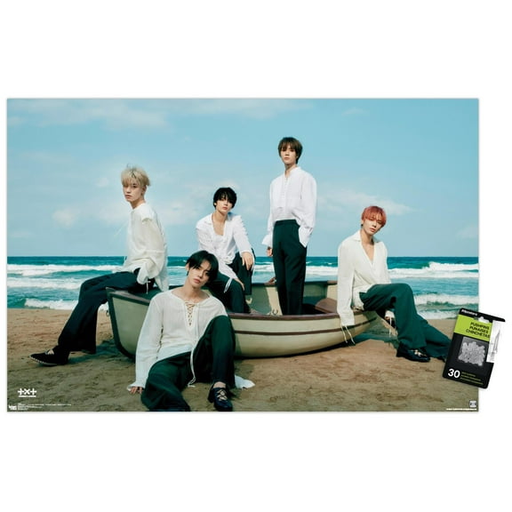 TXT TOMORROW X TOGETHER - 5th Mini Album - The Name Chapter: TEMPTATION / Farewell Wall Poster with Push Pins, 22.375" x 34"