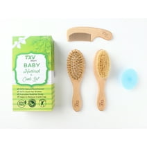 TXV Mart Eco-friendly Natural Wooden Baby Hairbrush and Comb Set for Newborns and Toddlers, Soft Goat Hair Bristles, Healthier Scalp, Reduce Cradle Cap, Toddler Comb, Scalp Grooming, Baby Registry