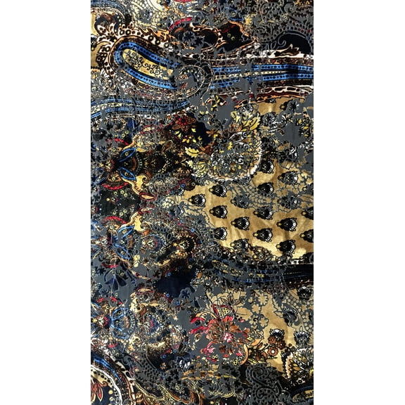 TXV New Paisley Print Burnout Velvet