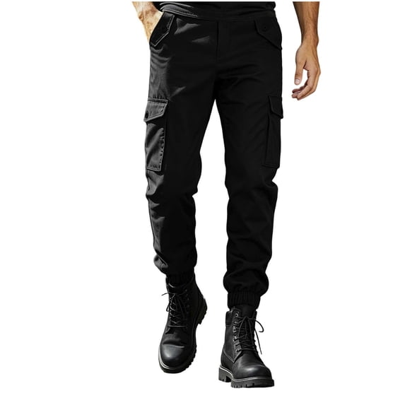TXXEOSS Men’s Cargo Jogger Elastic Waisted Tapered Cuffed Casual Work Pants with Multi Pockets Slim for Outdoor Hiking 2026 Fall Trendy