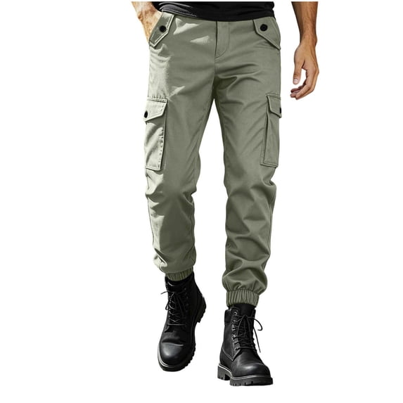 TXXEOSS Men’s Cargo Jogger Elastic Waisted Tapered Cuffed Casual Work Pants with Multi Pockets Slim for Outdoor Hiking 2026 Fall Trendy