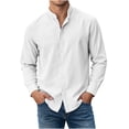 thumbnail image 1 of TXXEOSS Mens Banded Collar Dress Shirts Button Down Long Sleeve Gauze Shirt Mandarin Collar Business Casual 2026 Fall Fashion Outfits, 1 of 8