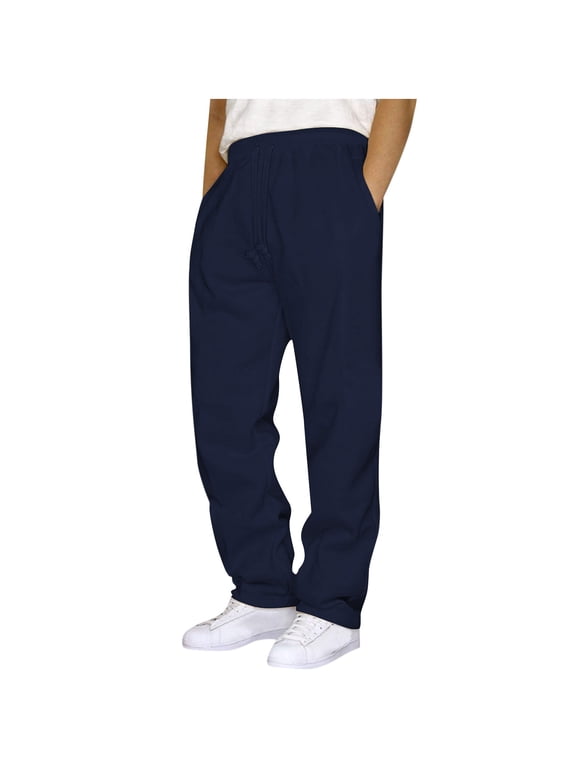 Mens Cargo Pants Drawstring Casual Straight Leg Sweatpants Loose Pull‑On Casual Trousers Solid Color Basic Athletic Trousers