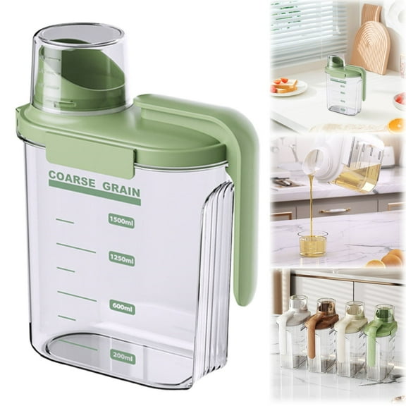 TXYRDXK 1 PCS Cereal Storage Containers, 1.5L/51oz Dry Food Rice Holder, Rice Storage Bin Cereal Containers Dispenser, Thicken Plastic Clear Food Storage Box with Pouring Spout, Measring Cup