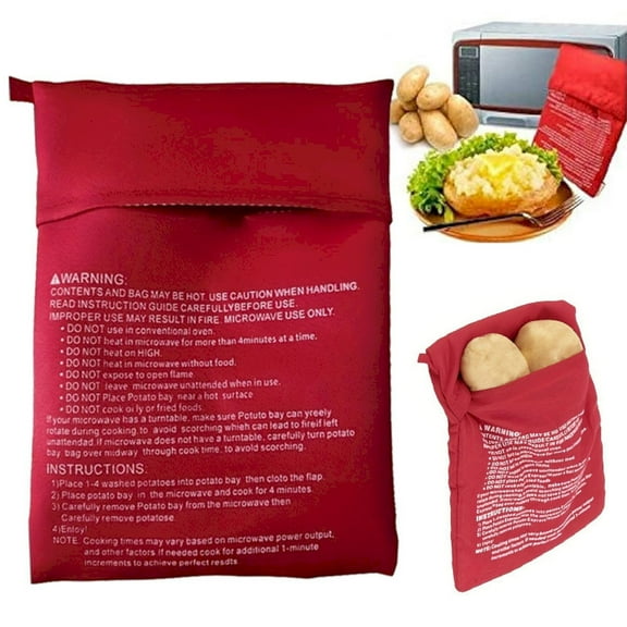 TXYRDXK 1 Pack Microwave Potato Bag, Reusable Baked Potato Pouch Bag, Baked Potato Microwave Baking Bag, Red