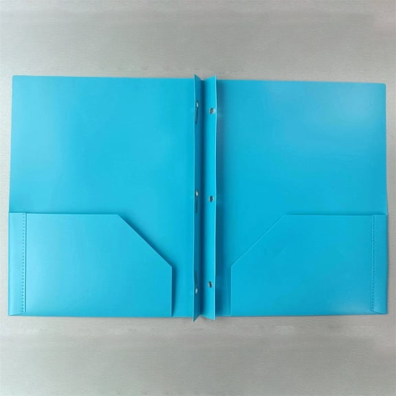 TXYRDXK 1 Pack Two Pocket Folder with 3 Metal Prong Fasteners, Two-Pocket Portfolio with Three-Prong Fastener, 2 Pocket Portfolio Folder with Business Card Slot, Letter Size, Heavy Duty, Blue