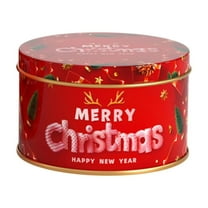 TXYRDXK 1 Pcs Christmas Cookie Tins with Lids 3 Inch Round Metal Christmas Container Xmas Cookie Boxes Empty Holiday Decorative Tins for Gift Giving Baking Chocolate Snack Storage