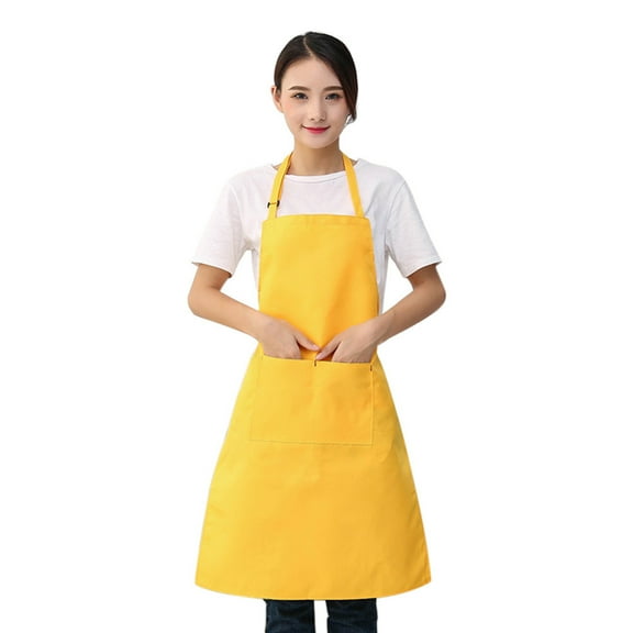 TXYRDXK 1 Pcs Yellow Chef Apron, Unisex Professional Apron with 2 Pockets for Cooking, Work, Baking (26 x 30inch)