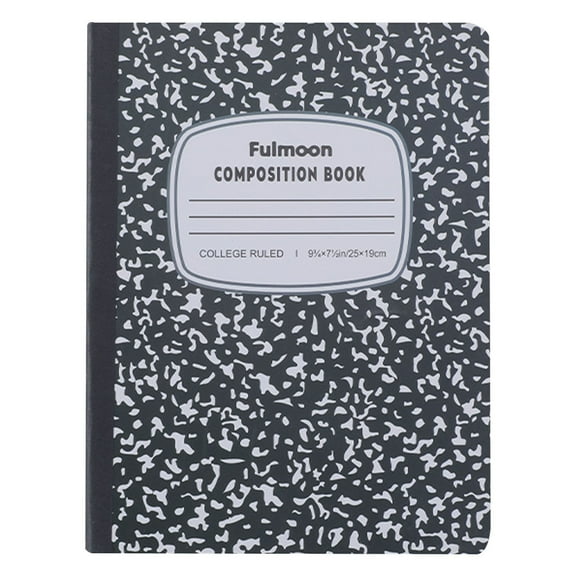 TXYRDXK 1Pc Composition Notebook, Wide Ruled Paper, 9-3/4 x 7-1/2 Inches, 200 Pages (100 Sheets), Black Marble Covers, Wide Ruled Notebook