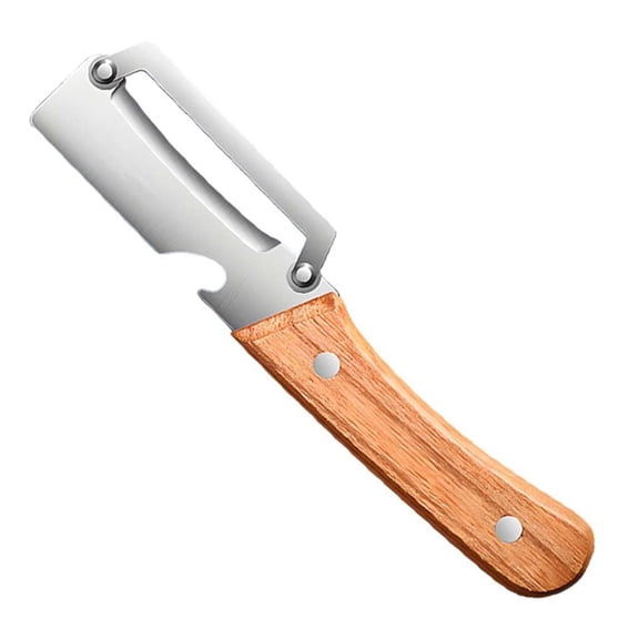 TXYRDXK 1Pc Vegetable Peeler with Wooden Handle and Bottle Opener Stainless Steel Blade Kitchen Tool for Fruit Apple Potato Pumpkin Papaya Zucchini