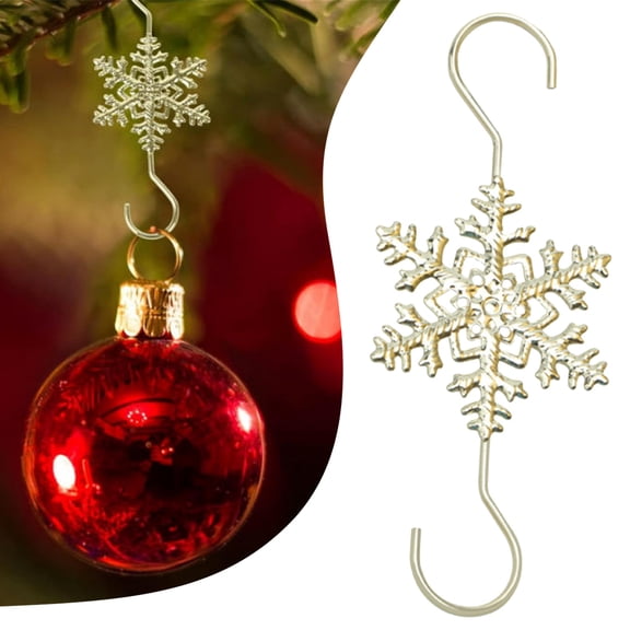 TXYRDXK 1Pcs Snowflake Ornament Hook Hangers, Ornament Hooks for Hanging Decorations, Snowflake S-shaped Hangers, Snowflake Decorative Tree Hangers, Gold