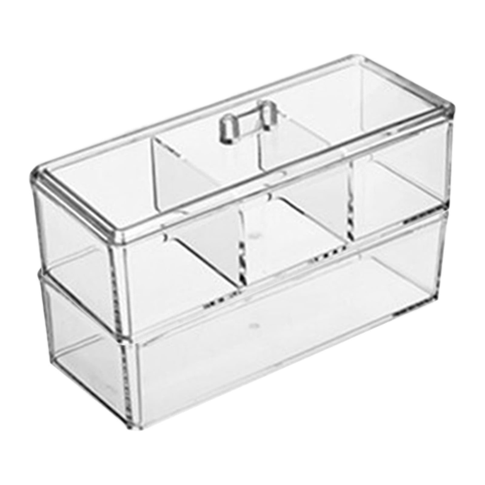 TXYRDXK 2-Tier Stackable Storage Container Box with Dividers-4 Compartments, Bead Organizers for Art Craft Storage, Tape, Toys, Jewelry, Beauty & Sewing Supplies
