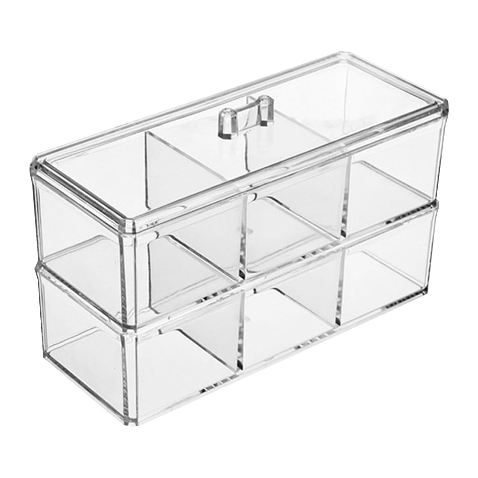 TXYRDXK 2-Tier Stackable Storage Container Box with Dividers-6 Compartments, Bead Organizers for Art Craft Storage, Tape, Toys, Jewelry, Beauty & Sewing Supplies