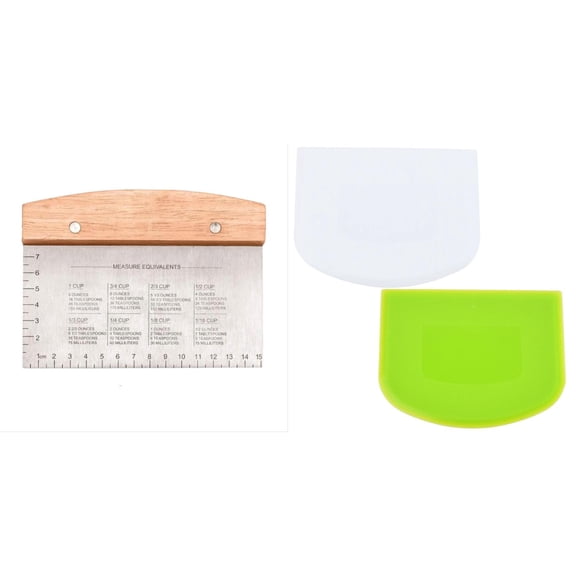 TXYRDXK Bench Scraper, Premium Stainless Steel Dough Scraper with 2 PCS Flexible Bowl Scraper, Dough Cutter with Measuring Scale, Versatile Kitchen Scraper Set for Pastry Bread Pizza Cake