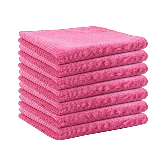 TXYRDXK Microfiber Cleaning Cloth, 5 Pack Cleaning Rags, Absorbent, Streak Free, Non-Abrasive, Reusable and Washable, Cleaning Towels, 12"X12"(Pink)