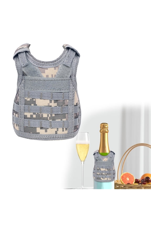 Mini Tactical Beer Vests, Molle Beer Cooler Jacket Adjustable Drink Bottle Vests Holder Beverage Cooler Holder for 12oz or 16oz Cool Bottle Decoration