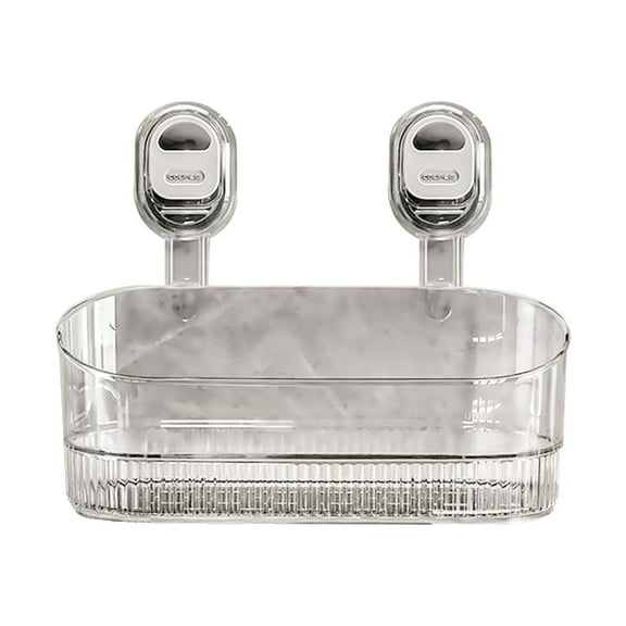 TXYRDXK No-Drill Bathroom Suction Storage Box,Corrugated Suction Cup Storage Holder,Powerful Suction Storage Box,Removable Hanging Storage Basket, No Drilling Shelves Caddy, Ripple Acrylic Wall Shelf