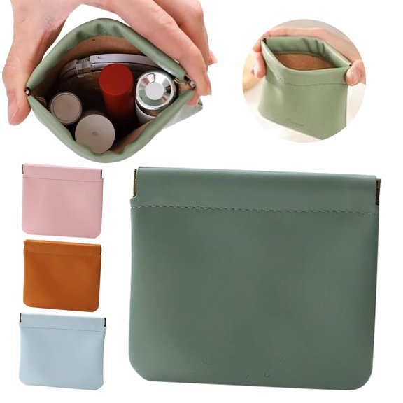 TXYRDXK Personalized Snap Closure Leather Organizer Pouch, 4Pcs Lambskin Pocket Cosmetic Bag Portable Self-Closing Small Makeup Bag for Purse Women Mini Travel Coin Storage Pouches