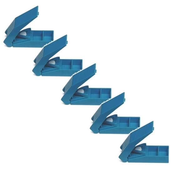 TXYRDXK Pills Cutters Splitter for Cutting Multiple Pil, Adjustable Pill Cutter Splitter for Small and Tiny Pills, Pill Cutter for Small or Large Tablet with Safe Blade-Blue (5Pcs)