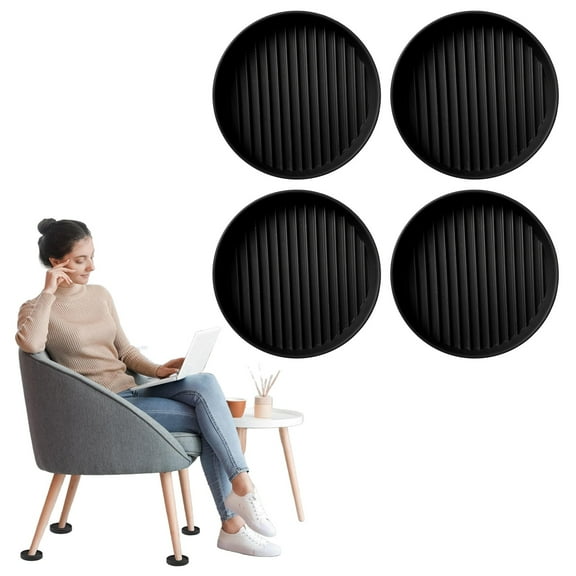 TXYRDXK Rubber Furniture Feet Caster Cups for Hardwood Floors - 2 in x 2 in Black Round (4-Pack) - Non-Slip Foot Pads & Sofa Grips