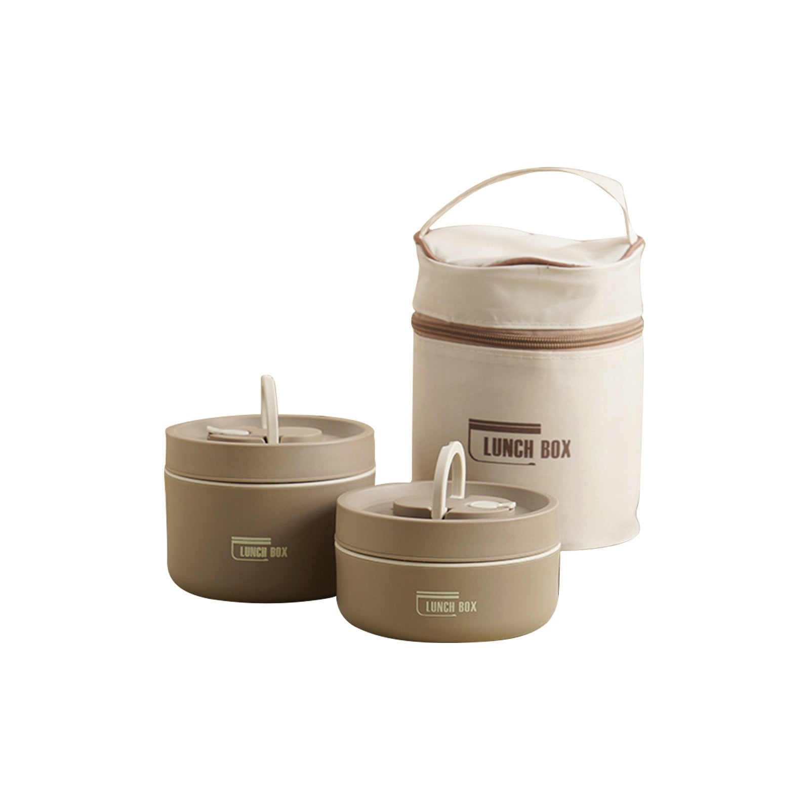 TXYRDXK Thermal Bento Lunch Box Set, Portable Insulated Lunch Container for Adults Work, Stainless Steel Keep Warm Food Container With Bag (Brown, 2Pcs, 420ml+620ml)