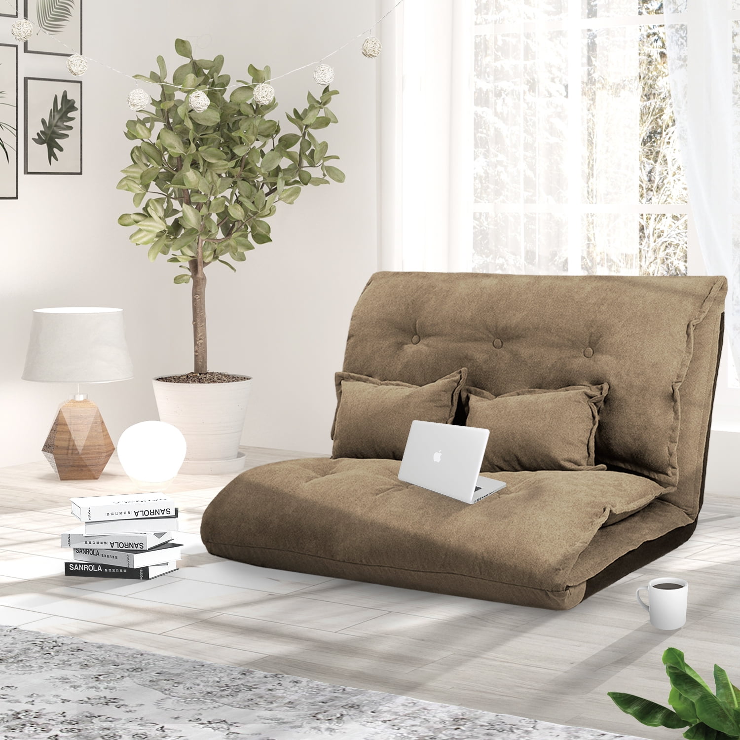 TY Arts & Culture Adjustable Folding Floor Lazy Sofa Bed Seating with 2