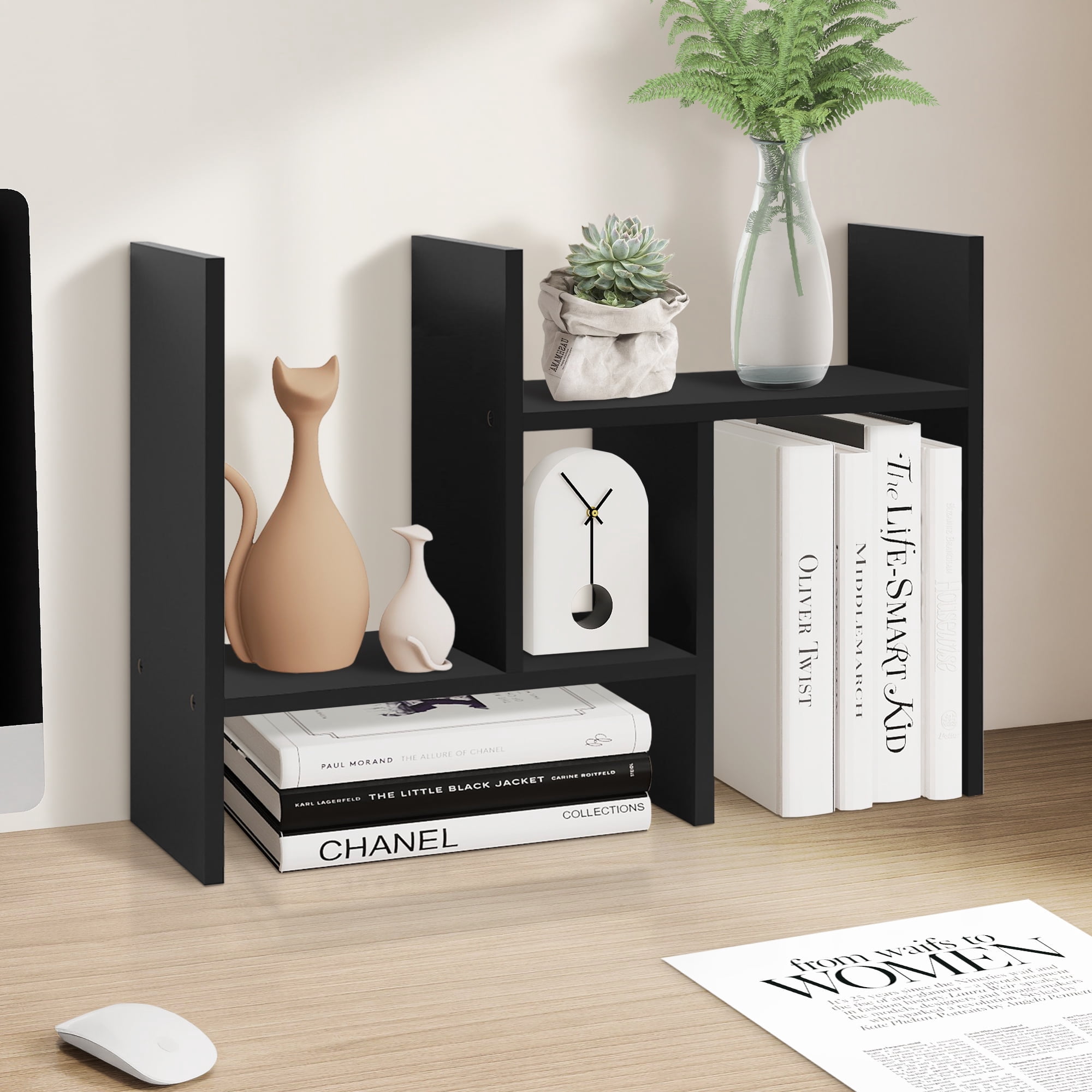 TY Arts & Culture Desktop Organizer Office Storage Desk Rack Adjustable Organization Wood Display Shelf