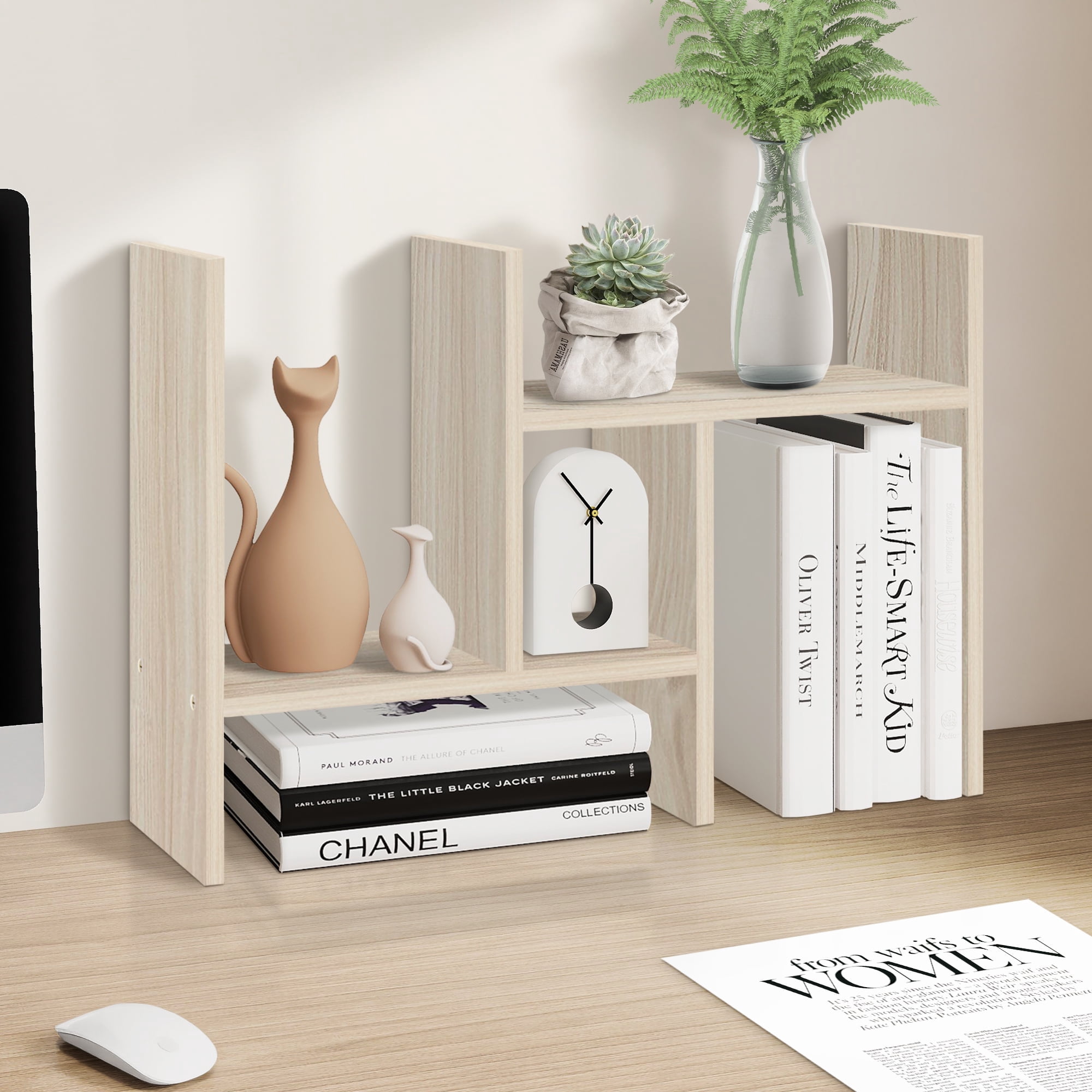 TY Arts & Culture Desktop Organizer Office Storage Rack Adjustable Wood Display Shelf